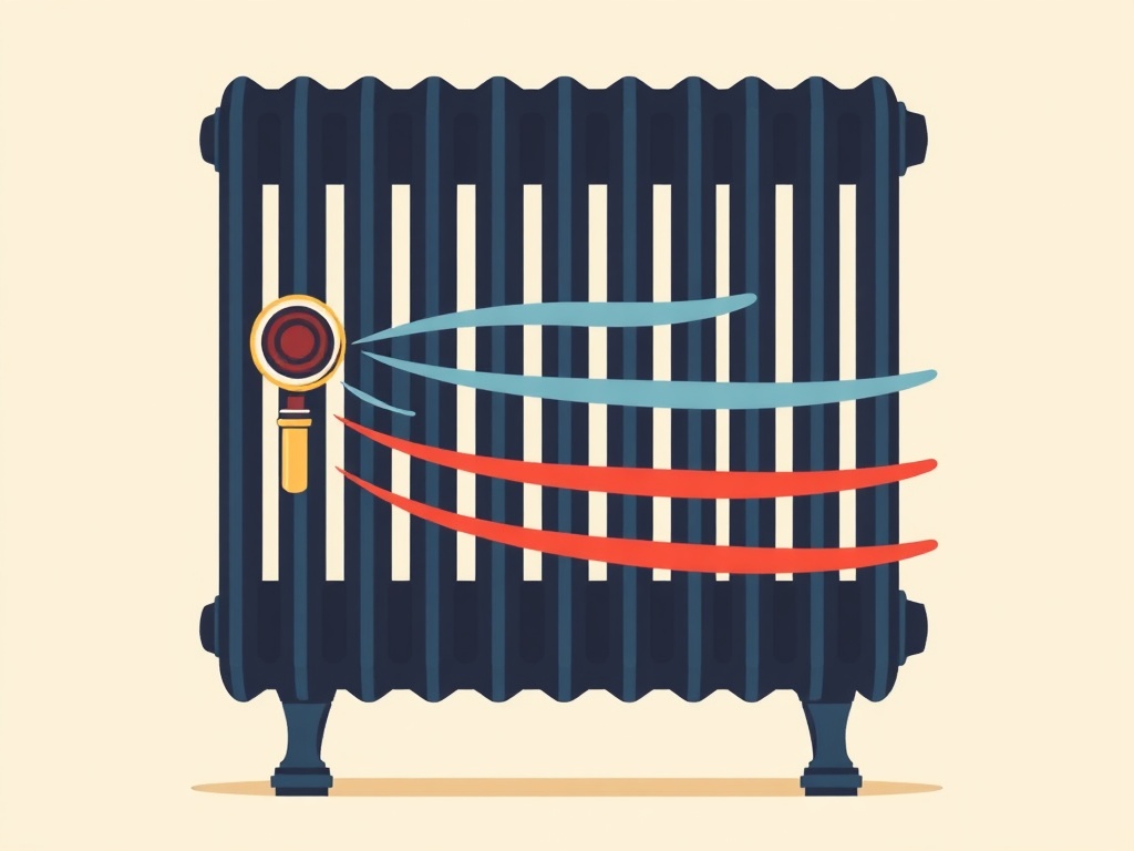 Illustration de la purge d'un radiateur avec une clé